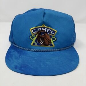 Vintage Camel Gold Medal Hat Cap Snap Back Blue Nylon Rope Mens One Size